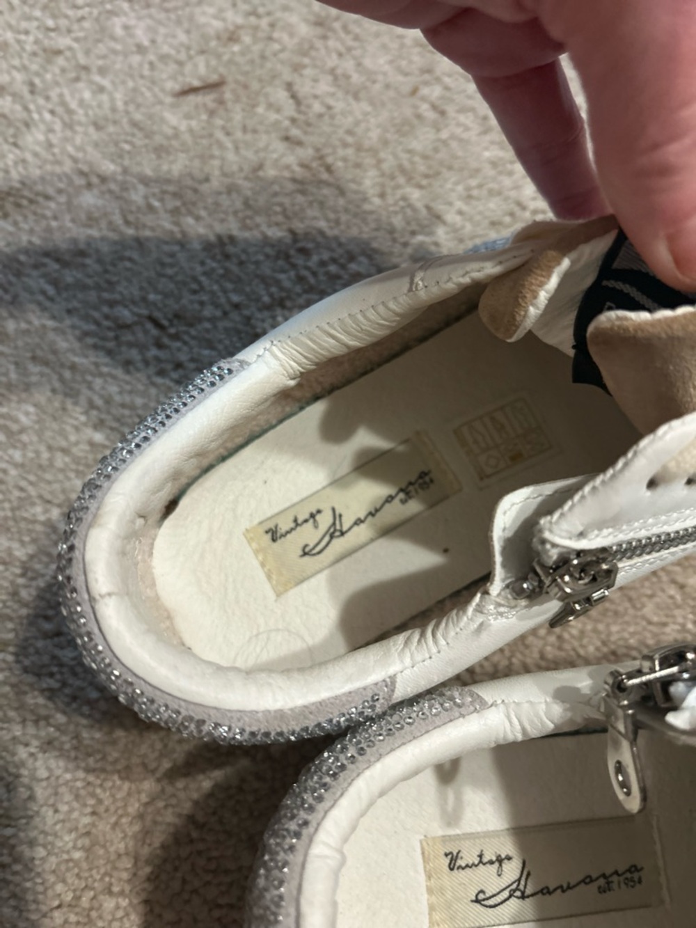 Vintage Havana Jenna White Camel Star Sneakers Rhinestone Zip 8 - Picture 10 of 12